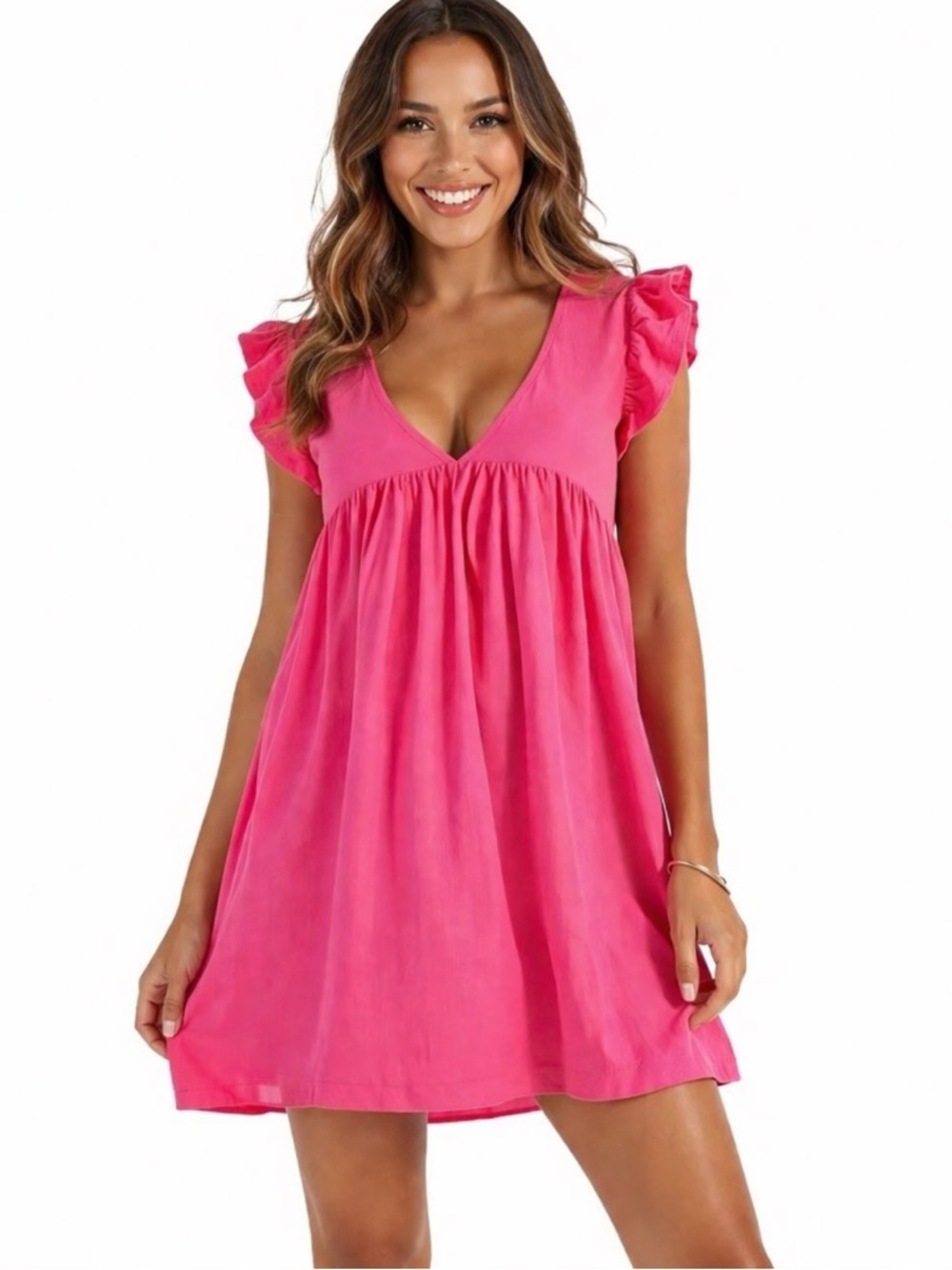 NWT Sugarlips Live Your Life Babydoll Cotton Knit Romper Fuchsia Size Large